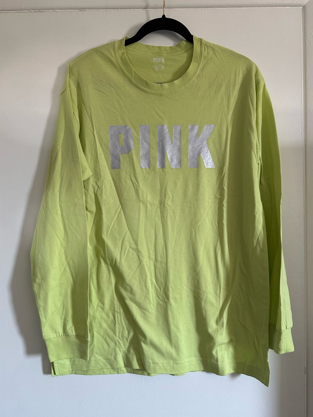 NWT PINK Victoria's Secret Neon Green Long Sleeve Shirt size L